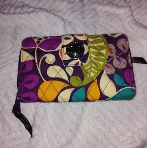 Vera Bradley Turnlock Wallet-Plum Crazy